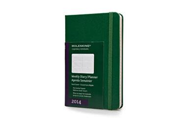 MOLESKINE 2014 PLANNER 12 MONTH WEEKLY HORIZONTAL OXIDE GREEN | 9788866136576