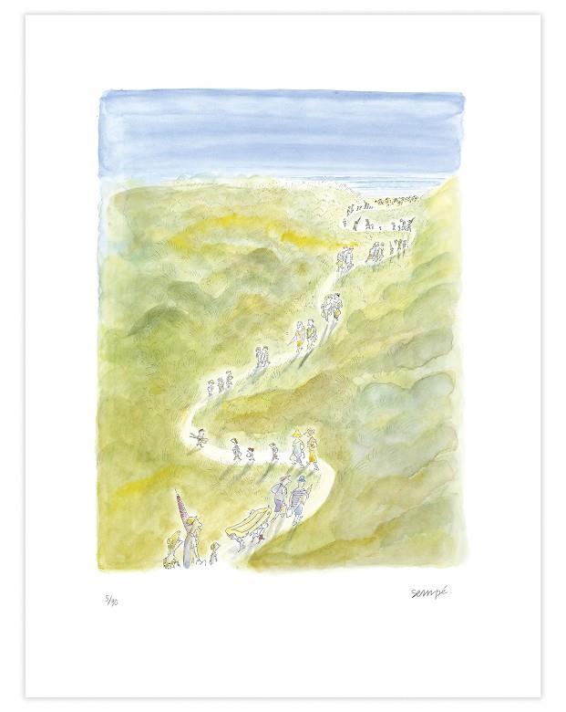 SÉRIGRAPHIE « LE CHEMIN DE LA MER » ENCADRÉ - 65 X 49 CM | SEMPE 03.M | SEMPÉ