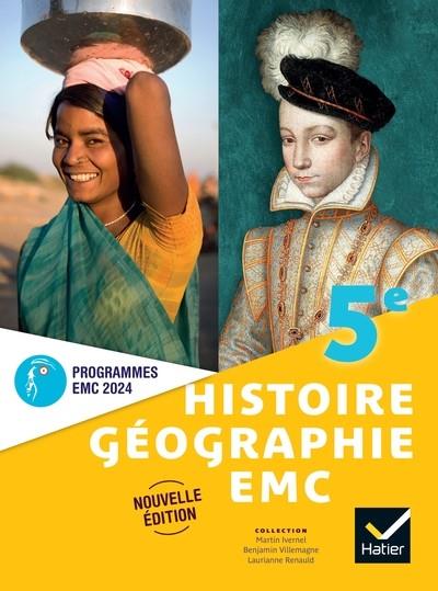 HISTOIRE-GÉOGRAPHIE-EMC 5E - ED. 2024 - LIVRE ÉLÈVE | 9782401108554