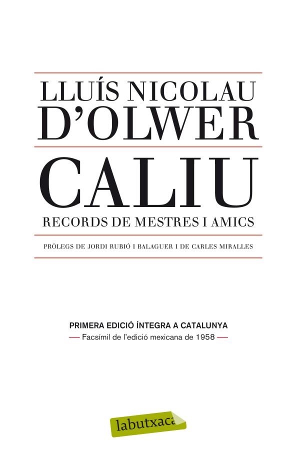 CALIU | 9788499305066 | LLUÍS NICOLAU