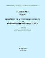 OBRA DEL CANÇONER POPULAR DE CATALUNYA. VOLUM VIII. MEMÒRIES DE MISSIONS DE RECE | 9788484150176 | MASSOT I MUNTANER, JOSEP