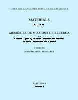 OBRA DEL CANÇONER POPULAR DE CATALUNYA. VOLUM VII. MEMÒRIES DE MISSIONS DE RECER | 9788478268979 | MASSOT I MUNTANER, JOSEP