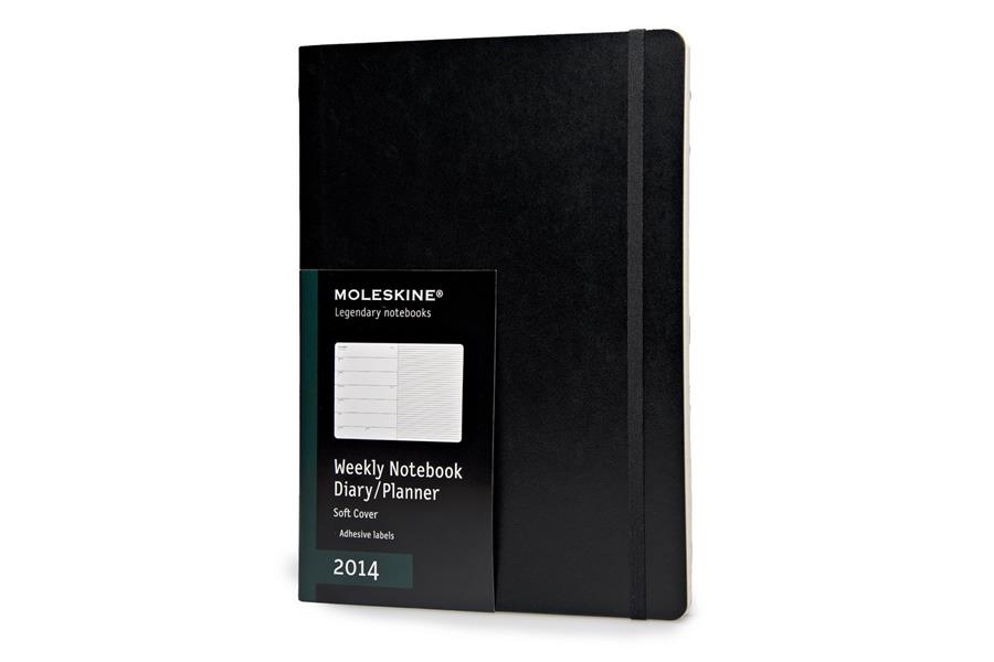 MOLESKINE 2014 WEEKLY PLANNER+NOTES, 12 MONTH, EXTRA LARGE, BLACK, SOFT COVER  | 9788866135722