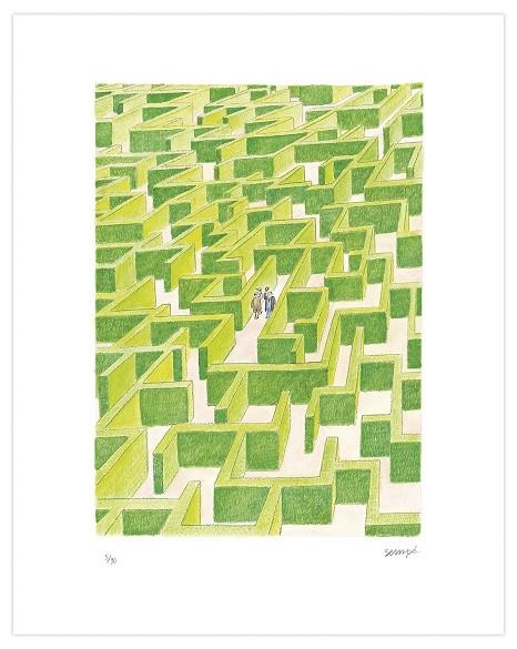 SÉRIGRAPHIE « LE LABYRINTHE » PAR SEMPÉ ENCADRÉE - 71 X 56 CM | SEMPE 22.M | SEMPÉ