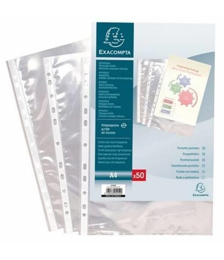 50 POCHETTES  EN PLASTIQUE POUR CLASSEUR PORTE-DOCUMENTS TRANSPARENTS,INCOLORES, DINA - BOLSA 50 FUNDAS MULTITALADRO PP LISO A4 | 3130630052500