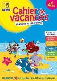 CAHIER DE VACANCES DE LA MS À LA GS - 4-5 ANS - ÉDITION 2017 | 9782210757042 | COLLECTIF