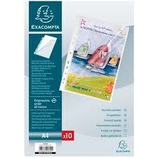 10 POCHETTES  EN PLASTIQUE POUR CLASSEUR PORTE-DOCUMENTS TRANSPARENTS,INCOLORES, DINA4 AVEC PERFORATIONS FORMAT A4   MULTITALADRO  | 3130630053101