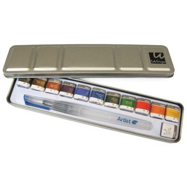 BOÎTE D'AQUARELLES ARTIST START 12 GODETS + PINCEAU - ACUARELA CAJA DE METAL 12 MEDIAS PASTILLAS | 3660310075487