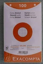 100 FICHES BRISTOL COULEURS 5X5 PERFORÉES 125*200 4COLORES | 3130630106531