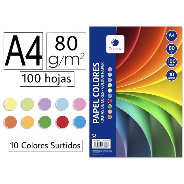 PAQUET FEUILLES DE COULEURS VARIÉES -80GR/M2- 100 FEUILLES (21X29,7 CM)IRIS GUARRO OU SIMILAIRE/ PAQUETE DE HOJAS DE COLORES VARIADOS -80GR/M2- 100 HO | 1843017316888