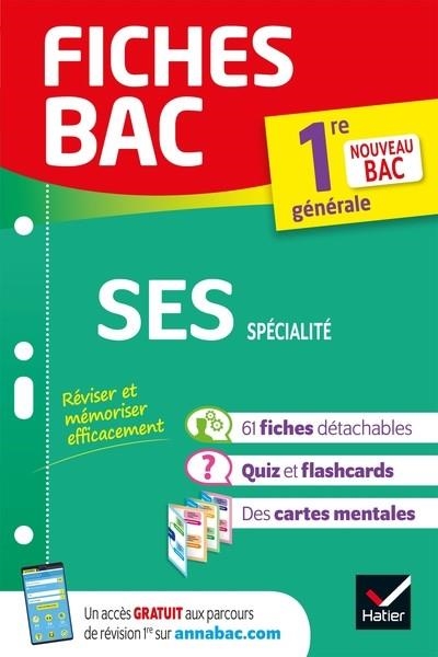 FICHES BAC SES 1RE GENERALE (SPECIALITE) - NOUVEAU PROGRAMME DE PREMIERE | 9782401052611 | BACHELERIE-MARTEAU