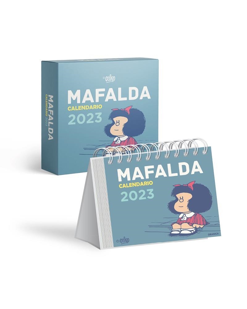 MAFALDA 2023, CALENDARIO ESCRITORIO AZUL CLARO CON CAJA | 9789878935119 | QUINO