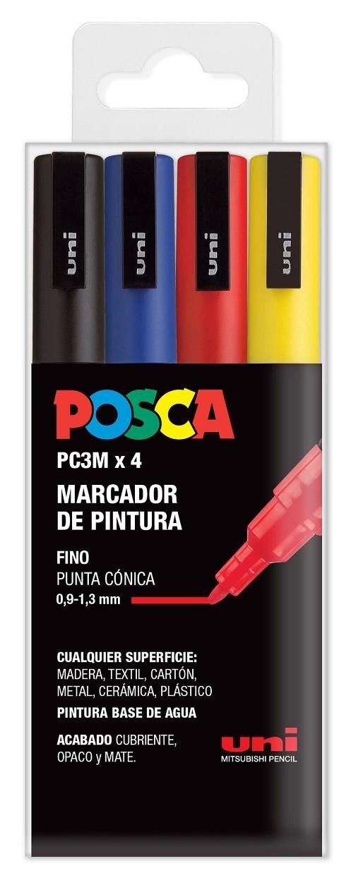 ESTOIG 4 RETOLADORS POSCA PC3MR UNI-BALL | 8435009951916