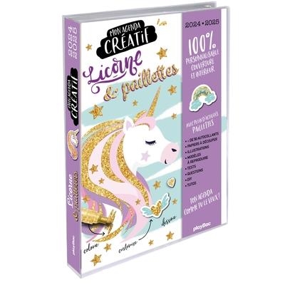 MON AGENDA CRÉATIF PAILLETTES LICORNE 2024-2025  | 9782809688658 | COLLECTIF