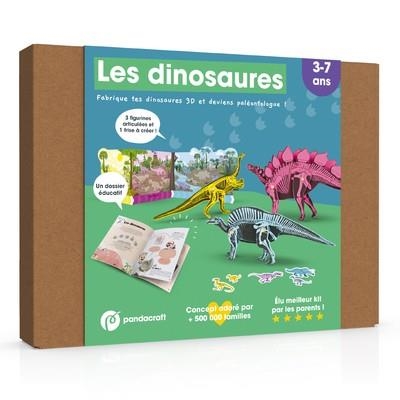 LES DINOSAURES - KIT PANDACRAFT 3-7 ANS - FABRIQUE TES DINOSAURES 3D ET DEVIENS PALÉONTOLOGUE | 9782492898198 | COLLECTIF