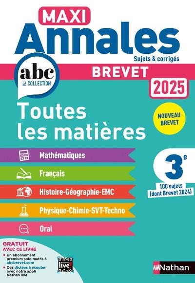 MAXI ANNALES BREVET 2025 - CORRIGÉ | 9782095035648